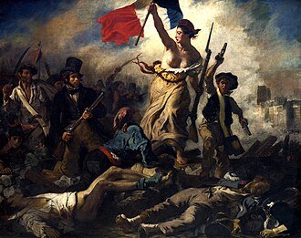 à propos : La Liberté guidant le peuple La Liberté guidant le peuple. Artiste Eugène Delacroix Date 1830 Type Peinture d'histoire Technique Peinture à l'huile Lieu de création Paris Dimensions (H × L) 260 × 325 cm Mouvement Romantisme Propriétaire État français No d’inventaire RF 129 Localisation Musée du Louvre, département des peintures, Paris (France) Inscription Eug. Delacroix 1830 modifier - modifier le code - modifier WikidataDocumentation du modèle La Liberté guidant le peuple est une huile sur toile d'Eugène Delacroix réalisée en 1830, inspirée de la révolution des Trois Glorieuses.