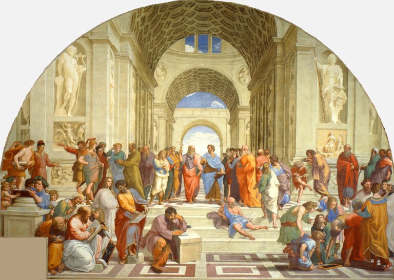 Pensée : l'école d'Athènes_musée_du_vatican_fresque_1509_apres_jesus_christ.