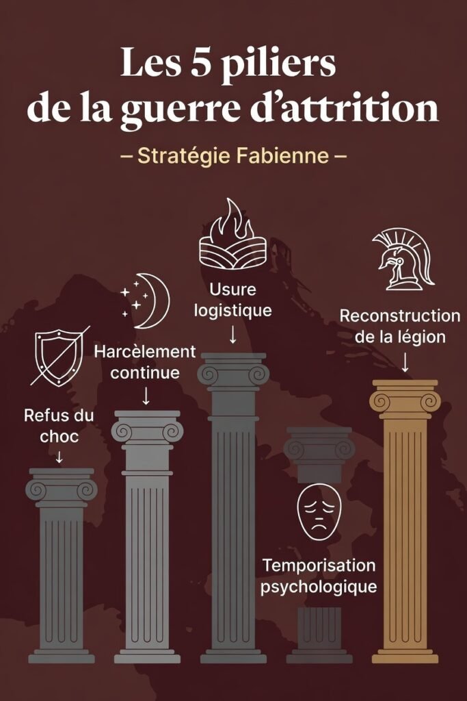 LES 5 PILIERS DE LA GUERRE D'ATTRITION Face à Hannibal – Stratégie de Quintus Fabius Maximus Cunctator (217 av. J.-C.)