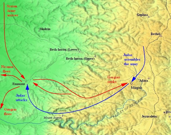 La révolte des maccabées : campagne militaire de 165 av. J.-C., Judas Maccabaeus - chef de la révolte contre l'empire séleucide (167-160 av. J.-C.